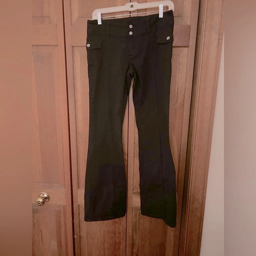 Brandy Melville J. Galt Women Black Agatha Low Rise Boot Cut Cotton Blend Pants
